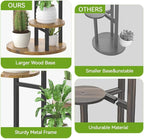 5 Tier Plant Stand Indoor, Metal Wood Flower Holder, Heavy Duty Tall Round Multiple Shelf, Sturdy Spiral Planter Orchid Display Rack for House Living Room Patio Corner Bathroom, Modern Black