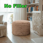 Asuprui 20x14 Inch Unstuffed Ottoman Pouf Cover – Lightweight Foot Rest, Floor Bean Bag Chair, Storage Pouf for Living Room, Bedroom & Balcony (Filler Not Included) (Light Coffee)