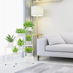 iDavosic.ly Plant Stand Indoor Outdoor, 8 Tier Corner Metal Flower Display Holder Shelf, Folding Tall Orchid Rack for Patio Balcony Porch Garden Living Room House, White