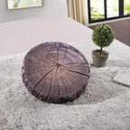 HYSEAS Decorative Round Throw Pillow, 3D Digital Print Comfortable Kids Funny Cute Wood Log Forest Decor Seat Cushion for Home, Couch, Sofa, Bedroom, Living Room, Dark Gray Stump, 2 Pack
