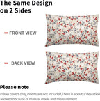 4th of July Floral Pillow Covers 12x20 Set of 2 Rustic Old Style Navy Blue Red White Flower Print Rectangle Decorative Outdoor Pillowcases Patriotic Throw Cushion Case Decor for Couch Sofa Bed