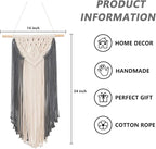 RLoncomix Macrame Wall Hanging Art Woven Wall Decor Cotton Handmade Boho Macrame Tapestry Chic Home Decor for Apartment Bedroom Living Room Dorm Gallery, Grey, 14" Wx24 L