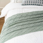 BATTILO HOME Sage Green Throw Blanket for Couch, Boho Bed Throws for Home Decor, Light Blue Throw Blanket for Sofa Living Room, 50"x60"