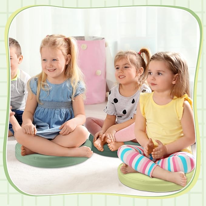 Juexica 8 Pcs Extra Thick Flexible Seating Floor Cushions Assorted Colored Floor Pillow Classroom Seat Cushions Soft Classroom Seating for Kids Learning Daycare School Chair(Matcha Color)