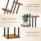 5 Tier Plant Stand Indoor, Metal Wooden Tall Plant Shelf Flower Pot Stand for Multiple Plants, Corner Flower Holder Plant Display Rack for Living Room Balcony Patio Garden (Rustic Brown)