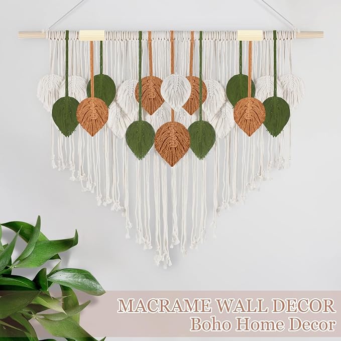 lokeisna Macrame Wall Hanging Tapestry, Room Decor Wall Art, Boho Wall Decor Tapestry for Bedroom above Bed Wall Decor Living Room, Macrame Wall Fashional Gift, 39" x 26" Red Green