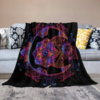 Boho Chic Throw Blanket Crescent Moon and Sun with Elements of The Mandala Pattern Blanket for Sofa Bed Couch Chair Or Dorm 60"x80"