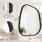 Irregular Wall Mirror Asymmetrical White Mirror Modern Wood Frame Unique Shape Wall Mounted Vanity Artistic Mirror Decor for Living Room Bedroom Bathroom Entryway Hallway 14"x10"