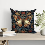 William Morris Abstract Vintage Floral Velvet Butterfly Design Throw Pillow Covers Home Decor, Retro Art Decor Pillowcase Cushion Cover for Bed Sofa Living Room, Square 18x18inch (Blue-Butterfly)