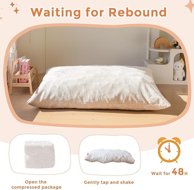 MAXYOYO 3 in 1 Kids Bean Bag Chair Bed, Convertible Chair Folds from Bean Bag to Lounger, Child Floor Sofa for Gaming, Reading, Floor Mattress with High-Density Foam Filling
