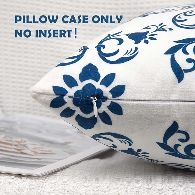 Coliuso Decorative Throw Pillow Covers 18x18 Set of 4, Blue Modern Simple Square Pillow Case Cushion Cover for Sofa Couch Farmhouse Outdoor Living Room (Blue, 18"x18")