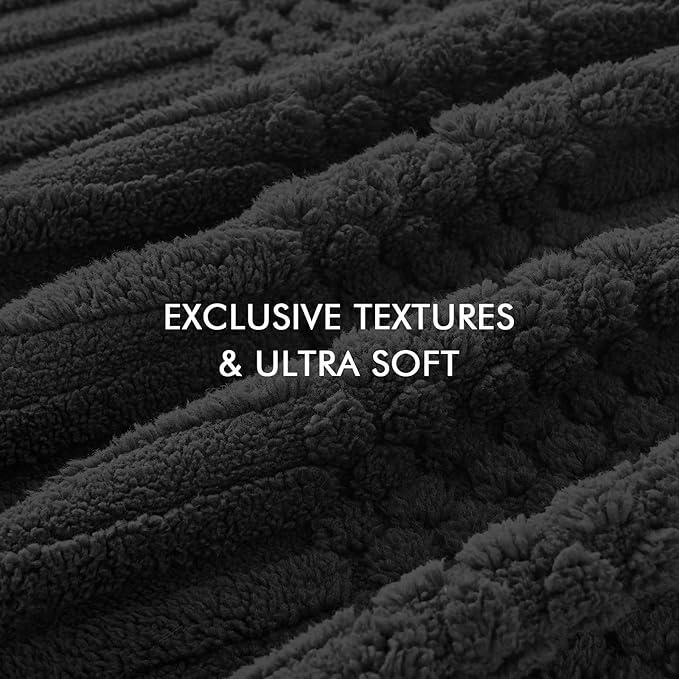 lifein Throw Blanket for Couch-Black Boho Throw Blanket, Soft Fleece Plush Lightweight Blankets&Throws for All Seasons, Fuzzy Decorative Blankets for Livingroom Bed Sofa Chair (50x60, Black)