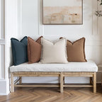 MIULEE Decorative Couch Pillow Covers Neutral Linen Fringe Throw Pillows Set of 4 Modern Rustic Cushions Boho Farmhouse Pillowcases for Bed Sofa Living Room Spring Decor 18x18 Inch Beige/Brown/Blue