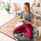 Mandala Meditation Cushion, Boho Meditation Mat, Meditation Pillows for Sitting on Floor, Cushions for Sitting in Home and Outdoor, Round Floor Pillows Cushion Seating for Yoga Accessories 22'' X 22''