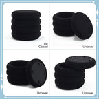 Flouki 19.5" Storage Ottoman Round, Vanity Stools for Bedroom, Sherpa Pouf Ottoman with Removable Lid, Modern Ottoman Stool for Girls Women, Foot Stool for Living Room, Black