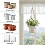 Macrame Plant Hanger, 2 Pcs Boho Hanging Planters for Indoor Outdoor, Decorative Braided Cotton Rope Flower Pot Hanging Plant Holder with Metal Rings