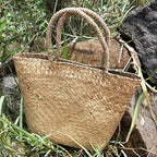 Cabilock Woven Tote Woven Bag Basket Tote Wicker Bag Seagrass Basket Garden Plant Container for Storage Laundry Picnic Beach Storage Bins Toys