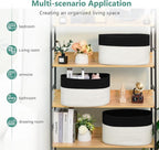 Cotton Rope Storage Basket, 15x10x9 Inches, Woven Basket for Shelves, Clothes, Towels, Books, and Laundry, Black/White (3 Pack)