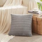 Fancy Homi 4 Packs Grey Decorative Throw Pillow Covers 16x16 Inch for Living Room Couch Bed, Rustic Modern Farmhouse Boho Home Decor, Soft Plush Corduroy Gray Cute Square Accent Cushion Case 40x40 cm