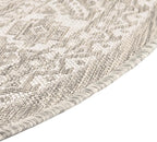 Rugs.com Outdoor Aztec Collection Rug – 8 Ft Round Light Gray Flatweave Rug Perfect for Kitchens, Dining Rooms