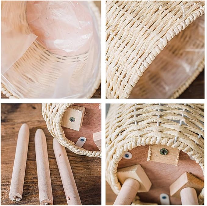 Mid-Century Modern Plant Stand，Unique Handmade Planter Stand Wood Flower Pot Holder， Indoor Plant Display Rack, Set of 2 (Beige)