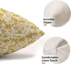 Yellow Floral Pillow Covers 12x20 Set of 2 Vintage Rustic Old Style Cute Small Flower Yellow Cream Print Decorative Outdoor Pillowcases Farmhouse Throw Cushion Case Decor for Couch Sofa Bed