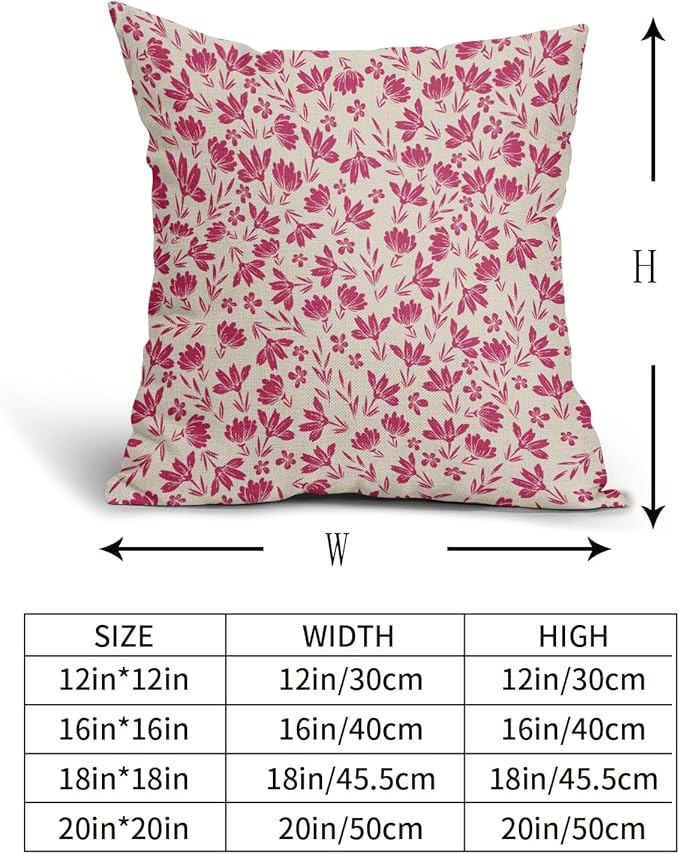 Hot Pink Floral Pillow Covers 24x24 Set of 2 Vintage Rustic Old Style Cute Small Flower Cream Print Decorative Outdoor Pillowcases Farmhouse Throw Cushion Case Decor for Couch Sofa Bed