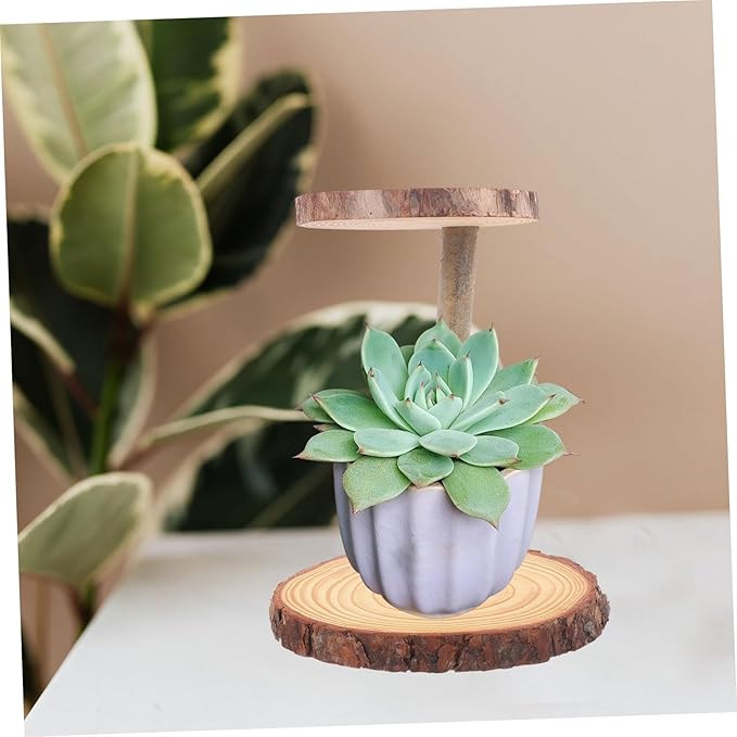 Boho Decor Plant Pot Holder Solid Wood Flower Stand Balcony Display Rack Decorative Cake Shelf