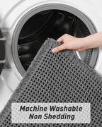 AMOAMI Upgraded Waffle Bath Mat, Super Absorbent Non Slip Bath Mats for Bathroom Floor, Washable Bathroom Rugs with Tassels, Rubber Backed Bathroom Mats, Ultra Soft, 20" x 32", Dark Grey