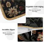 KSLIDS Vintage Floral Brown Black Soft Velvet Throw Pillow Covers Set of 2 Retro Boho Flower Leaves Decorative Pillow Covers 18x18 Inch Bohemian Pillow Case for Sofa Couch Farmhouse Home Decor