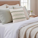 Set of 2 Sage Green Boho Throw Pillow Covers 18x18 Inch Decorative Cushion Covers for Couch Bed Sofa Chair Cotton Macrame Décor Decorations (Type B)