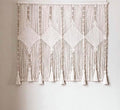 kiido Large Macrame Wall Hanging 47"×33" Boho Tapestry Woven Wall Decor- Cotton Tassel Macrame Curtain Beige Chic Bohemian Wall Art for Home Living Room Bedroom Dorm Wedding (Includes Hanging Rod)