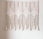 kiido Large Macrame Wall Hanging 47"×33" Boho Tapestry Woven Wall Decor- Cotton Tassel Macrame Curtain Beige Chic Bohemian Wall Art for Home Living Room Bedroom Dorm Wedding (Includes Hanging Rod)