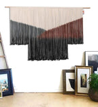 Flber Macrame Wall Hanging Large Black Tie-Dye Geometric Décor Bohemian Yarn Tapestry Home Boho Wall Décor 59" Wx35 L