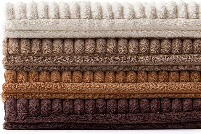 MIULEE Brown Throw Pillow Covers 20x20 Inch Set of 4 Boho Farmhouse Cushion Cases Neutral Gradient Corduroy Pillow Cases with Invisible Zipper Patchwork Home Decor for Couch Sofa Bed