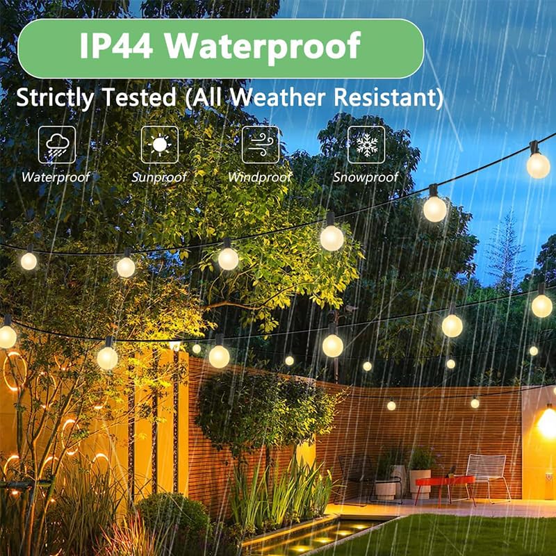 SUNSGNE 25Ft Outdoor Patio String Lights G40 with 27 Frosted White Globe Bulbs, Waterproof Connectable Hanging String Lights for Backyard Porch Balcony Party Christmas Decor, 5 Watt, Black Wire - color: Frosted White-Black, size: 25 Ft