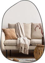 PERFNIQUE Irregular Wall Mirror Asymmetrical Mirror, 27''x19'' Black Mirror for Bathroom Bedroom Living Room Entryway, Decorative Modern Wall Decor, Wall Mounted Mirror (Black, 27''x19'')