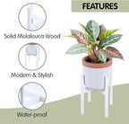 Wood 11.9" x 12.5" Plant Stand Indoor Outdoor, Wooden Single Floor Plant Pot Holder, Natural Plant Stand, Assembly Required (Excluding Potted Plants)
