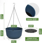 Dexceder 8.75 Inch Self Watering Hanging Planters Indoor Outdoor, Thickened Hanging Basket Flower Plant Pot (2 Pack, Deep Blue)