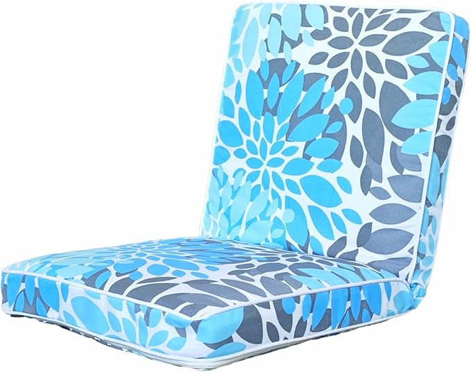 JMGBird Floor Chair with Back Support - Adjustable 5-Position Gaming Chair, Waterproof Light Blue Floral Print, Indoor Outdoor Meditation Cushion