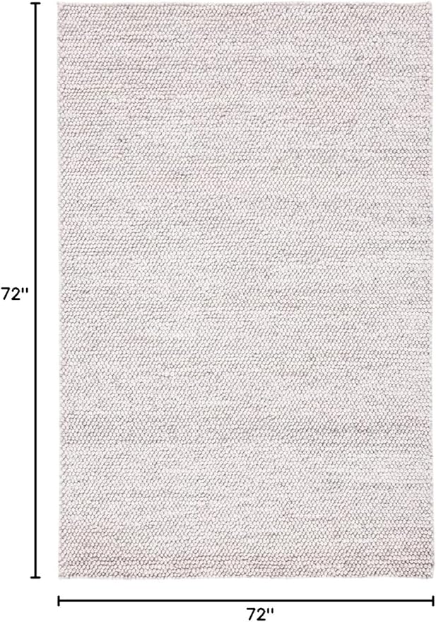 SAFAVIEH Natura Collection Area Rug - 6' Round, Grey & Ivory, Handmade Wool Blend, Textured Design, Ideal for Living Room, Bedroom, Dining Space (NAT425F)