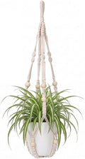 Macrame Plant Hanger Indoor, 23" No Tassel Hanging Plant Holder, Sturdy Flower Pot Holder with 2 Hooks - Ivory (Pot NOT Included)