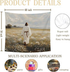 bitCNY Jesus in Field Tapestry 60x50 Inches – Solitude Christian Wall Art, Peaceful Religious Tapestry for Bedroom Living Room, Faith Journey Decor