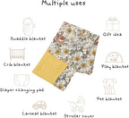 Boho Retro Floral Baby Blankets for Girls 30" x 40", Brown Flower Soft Double Layer Minky Blanket with Dotted Fleece Back, Nursery Bed Receiving Quilt for Newborn Infant Toddler Shower Gift