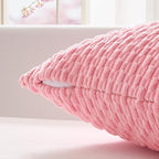 Kevin Textile Valentines Day 12x20 Inch Pillow Cover 1 Pack Boho Decorative Soft Striped Corduroy Lumbar Farmhouse Accent Rectangle Cushion Case for Living Room Couch Sofa Bed, Pink