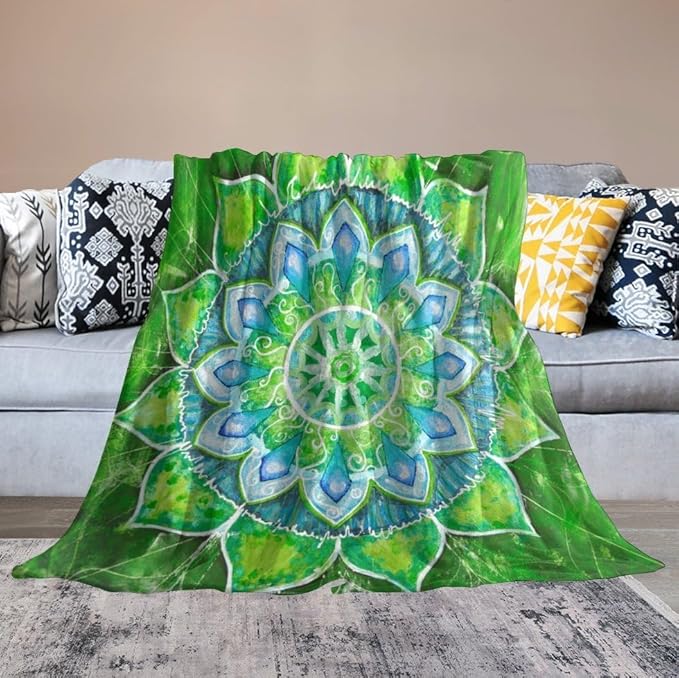 Abstract Mandala Throw Blanket Indian Hippie Bohemian Art Floral Texture Pattern Blanket for Sofa Bed Couch Chair Or Dorm 40"x50"