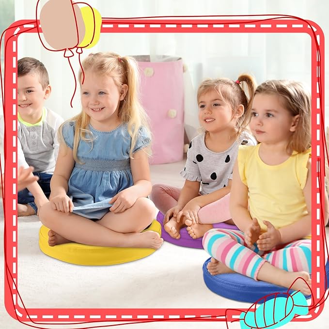 Juexica 4 Pcs Extra Thick Flexible Seating Floor Cushions Assorted Colored Pillow Floor Cushions for Classroom Soft Flexible Seating for Kids Learning Sitting Daycare School Chair (Bright Colors)