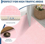 GarveeHome Bow Washable 8x10 Area Rugs for Living Room Non Slip Soft Solid Pink Bedroom Rugs Low Pile Foldable Large Area Rug Stain Resistant Carpet for Nursery Dining Room Playroom, Pink