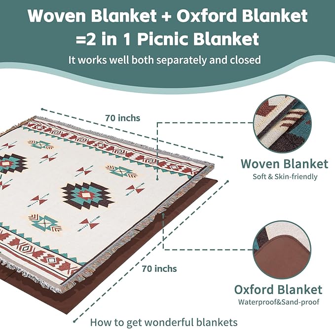 2 in 1 Extra Large Boho Beach Blanket Towel Giant Woven Outdoor Picnic Mat Camping Gear Cruise Essential 2025 Summer Vacation Must Have Airplane Travel Accessories Costa Rica Bahamas Hawaii Trip Stuff