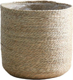 9 inch Seagrass Woven Planter Basket - Wicker Planter Basket with Plastic Film Insert for Indoor Plants, Large Monstera Pot, Woven Storage Basket, Boho Home Decor (Small)